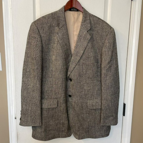 Stafford Other - Stafford | 100% Silk 2 Button Blazer Sport Coat Tweed Mens 44 R Gray Herringbone